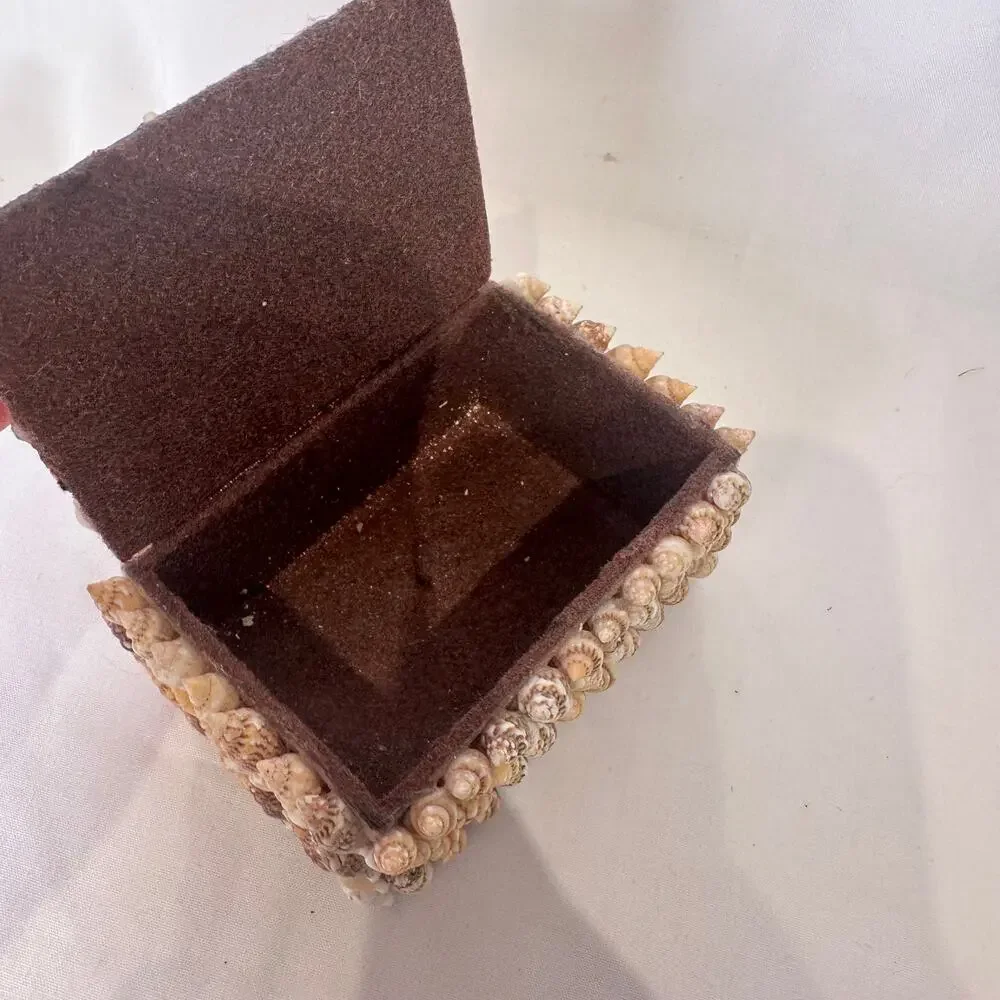 Vintage Encrusted Seashell Box Philippines Coastal Nautical Trinket Box Jewelry